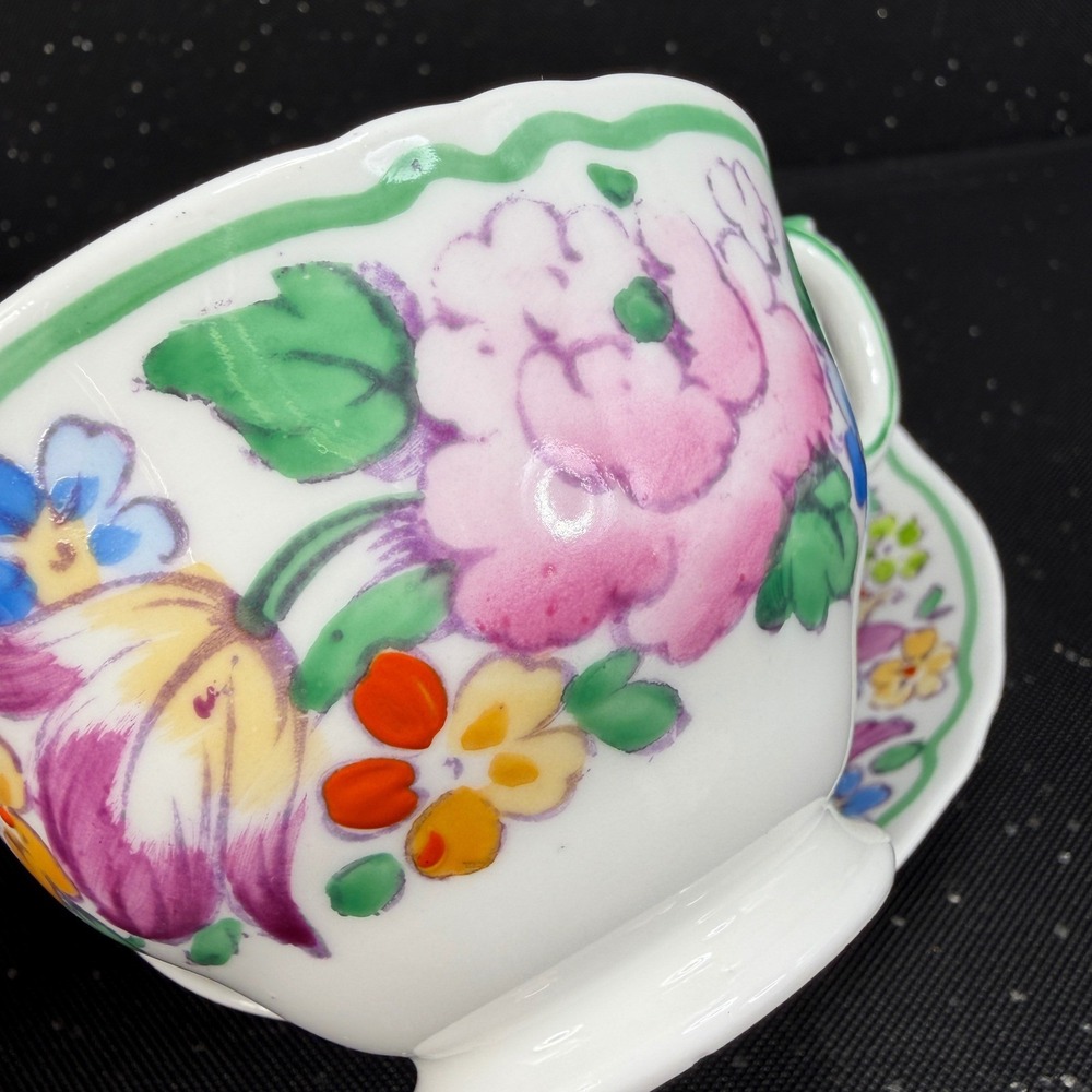 Crown Staffordshire Floral Tea Cup Saucer Set England 15227 Fine Bone China - Picture 11 of 13